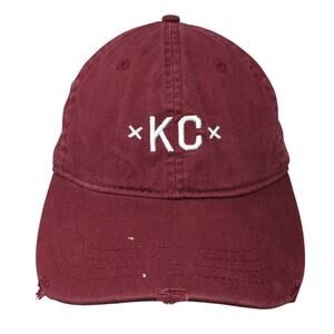 KC Logo Slideback Baseball Cap Red OS Adjustable Embroidered Made Urban Apparel